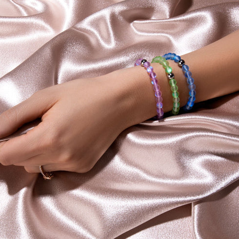 lavande | Argent | Bracelet de perles de macramé en verre de sirène
